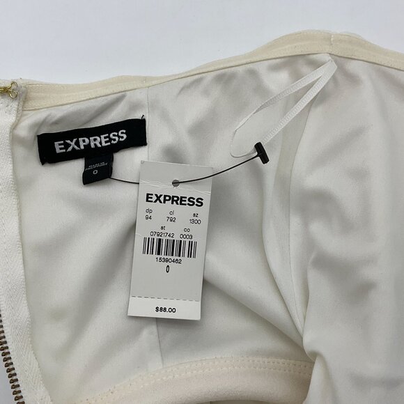 Express Strapless Lined Ivory Jumpsuit Exposed Back Zip Pockets Boning Sz O NWT - Picture 7 of 9